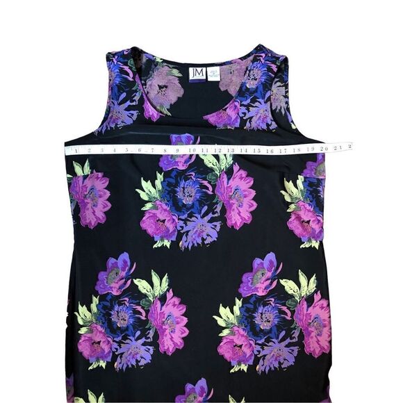 JM Collection black purple floral sheath maxi dress Size M - Picture 10 of 13